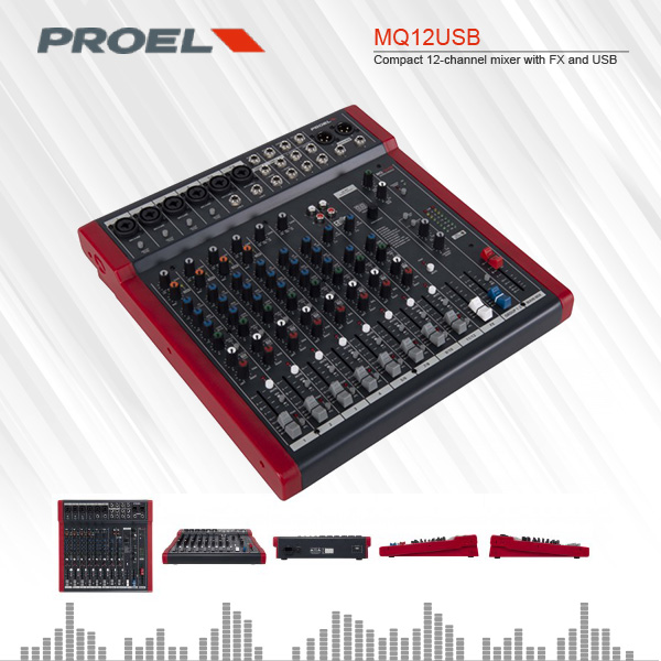 Proel MQ12-USB Compact 12-Channel Audio Mixer with FX and USB