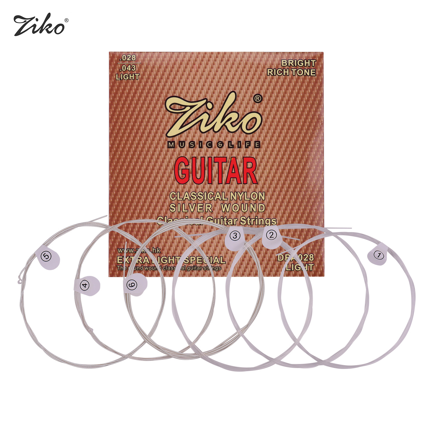 ZIKO DPA-028 Classical Guitar Strings Normal Light Tension Silver Wound Nylon String Anti-Rust