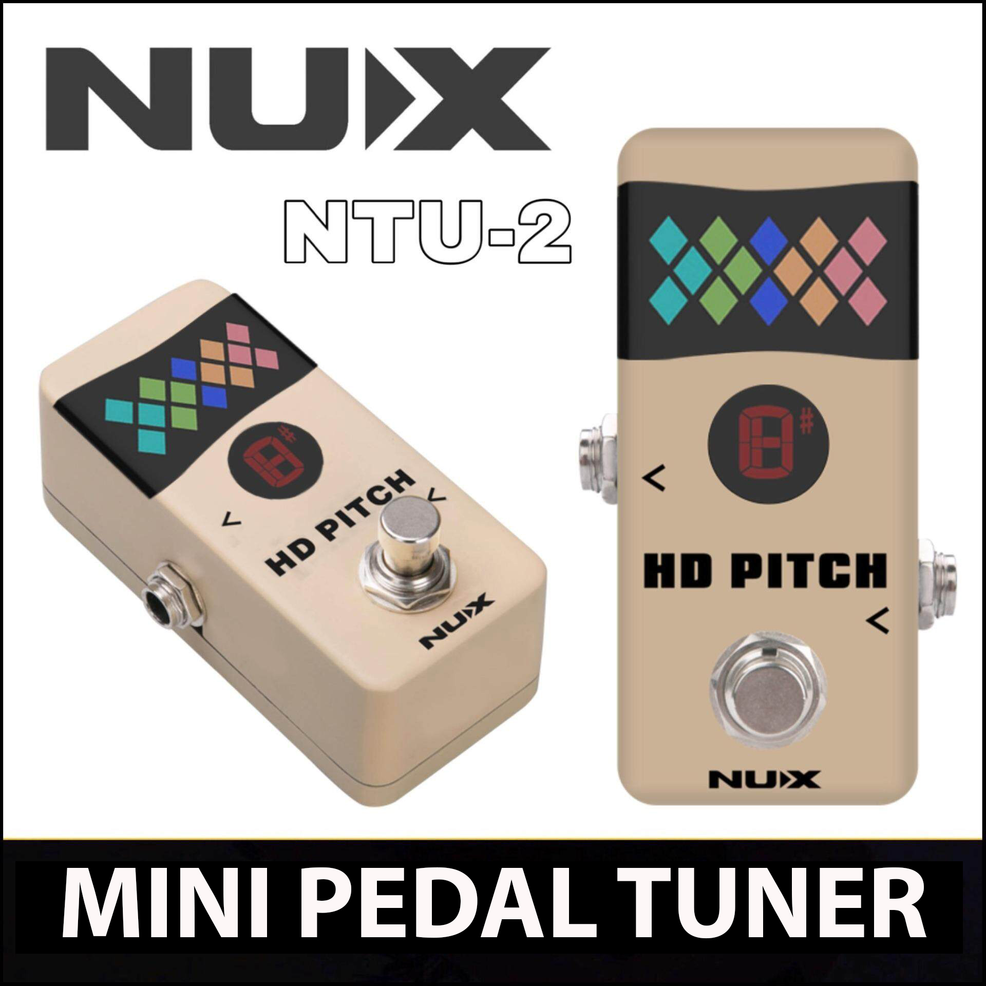 NUX HD Pitch Guitar Pedal Tuner | Mini Pedal Tuner | 2 Tuning modes | 2 Display modes True Bypass