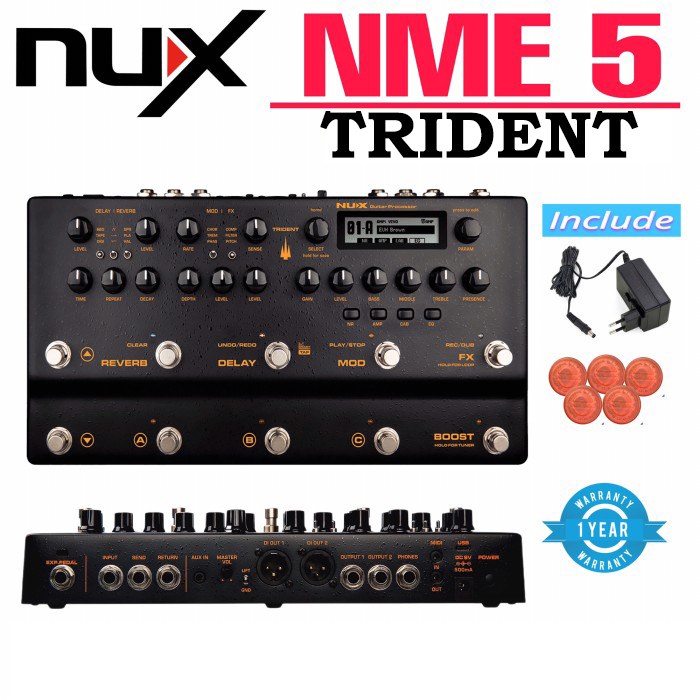 NUX Trident NME-5 Multi Effect Processor Guitar Pedal With Amp Modeler With IR Loader