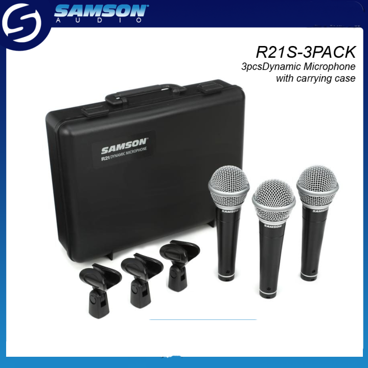 SAMSON R21 3-Pcs Dynamic Vocal Microphone with Carrying Case