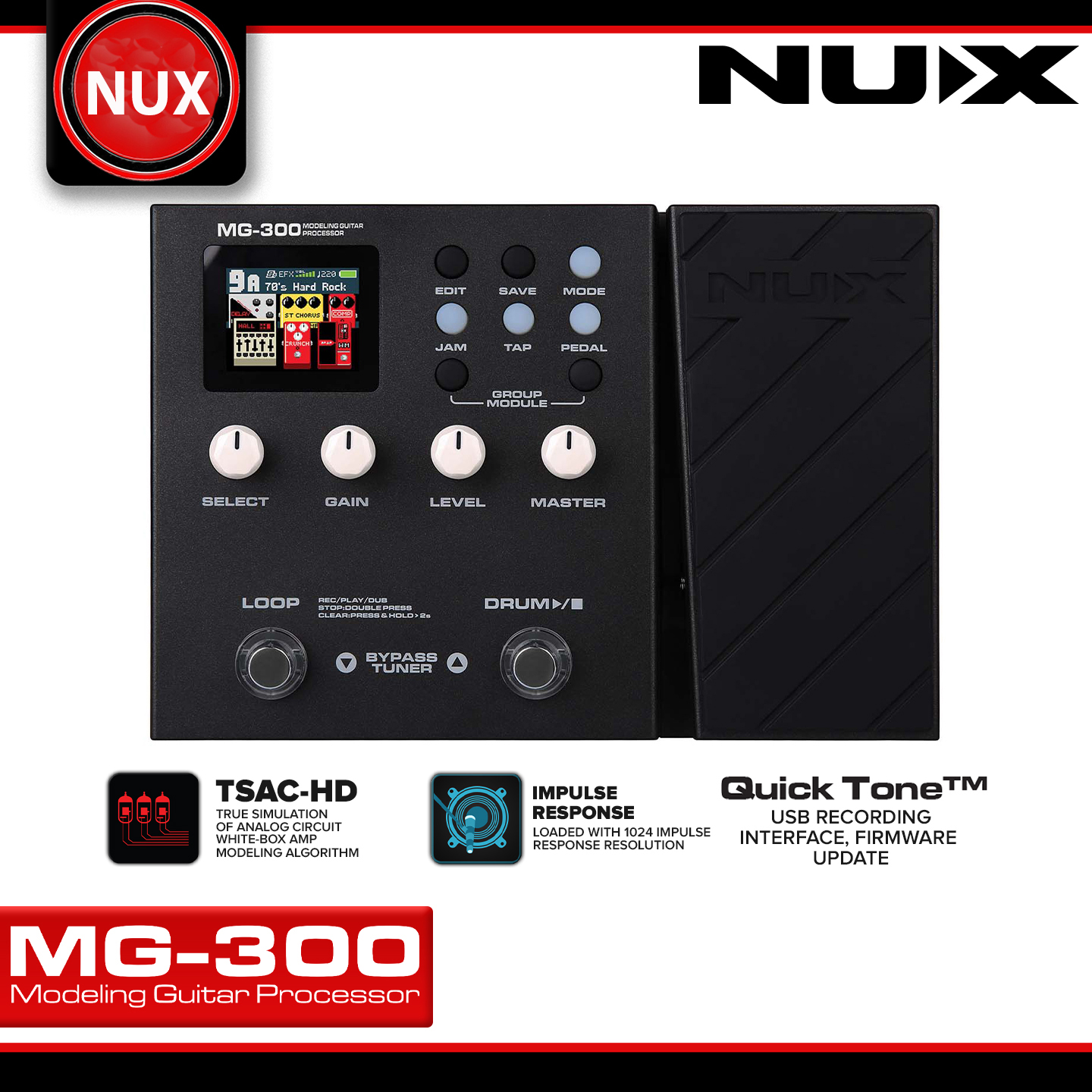 Nux MG 300 Multi Effects Guitar Processor Pedal TSAC-HD