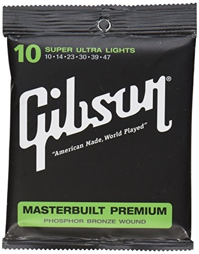 Gibson Masterbuilt Premium Phosphor Bronze Acoustic Guitar Strings, Super Ultra Light 10-47