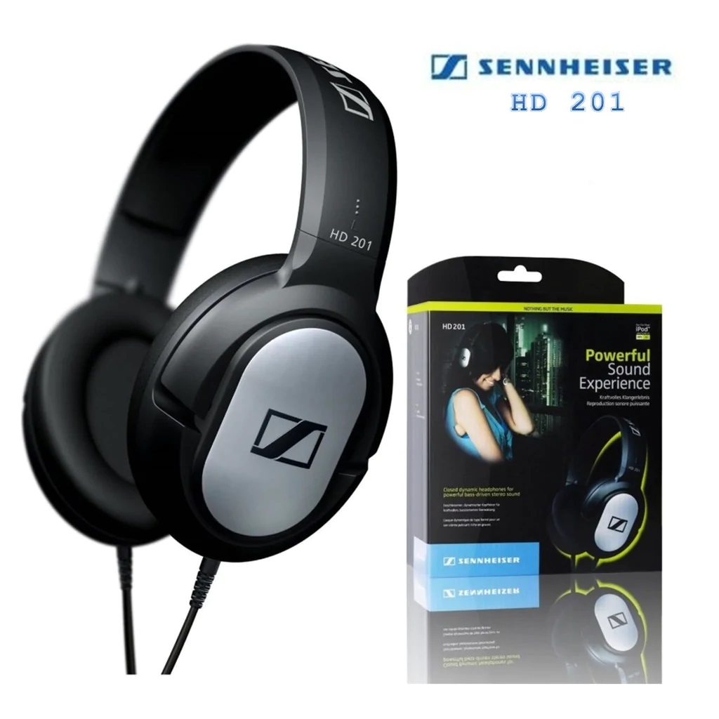 Sennheiser HD201 Stereo Headphones 3.5mm Wired Noise Isolation Earphone Sport Game Headset