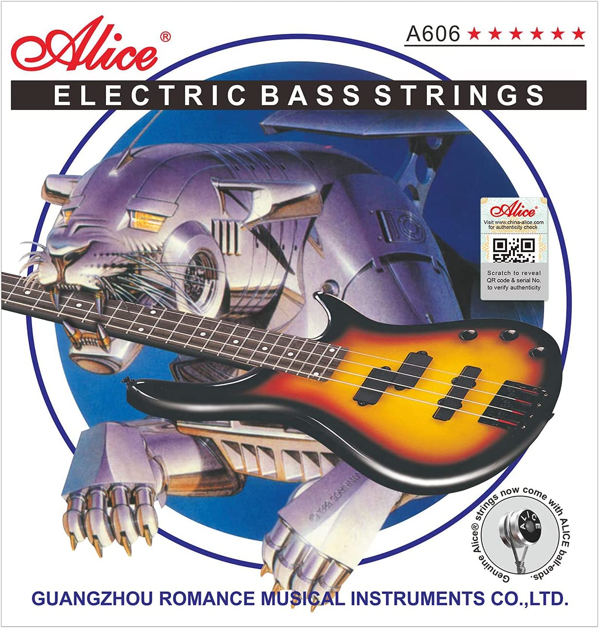 Alice Electric Bass Guitar Strings 4-string Sets A606 Medium .045-.105