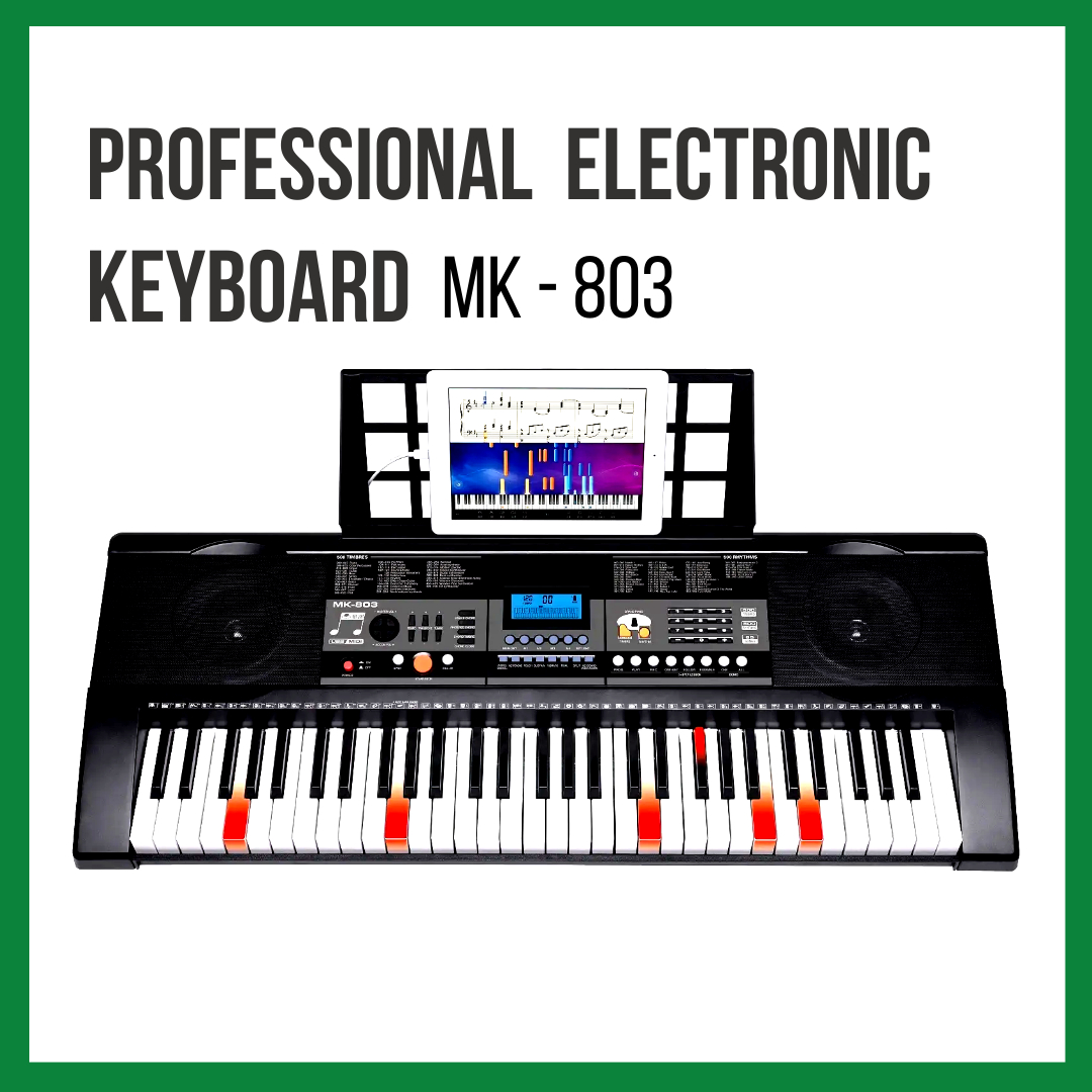 MK 803 61-Key Portable Electronic Simulation Lighting Piano Keyboard With Touch Function