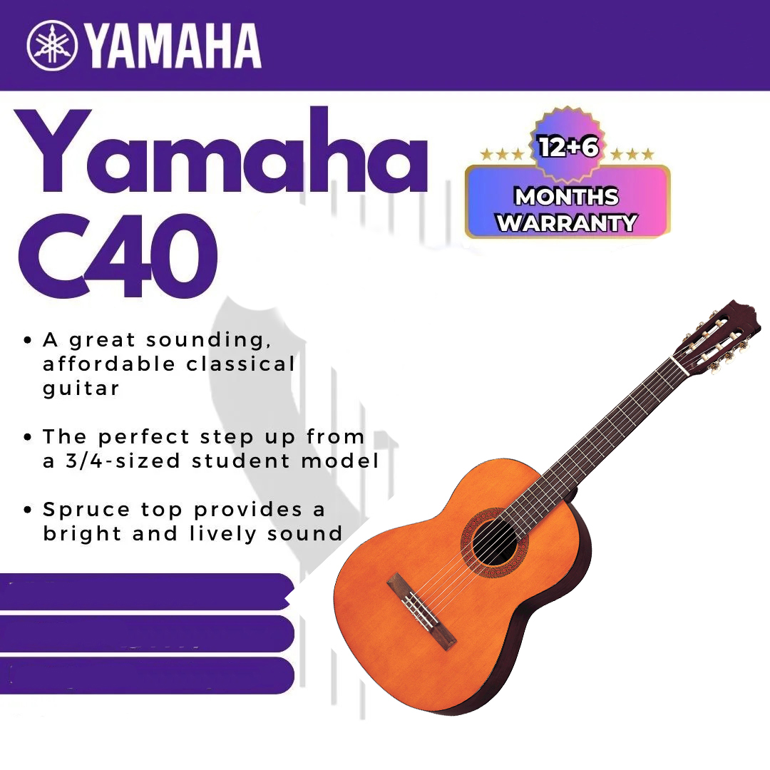 Yamaha C40 Full Size Nylon-String Classical Guitar