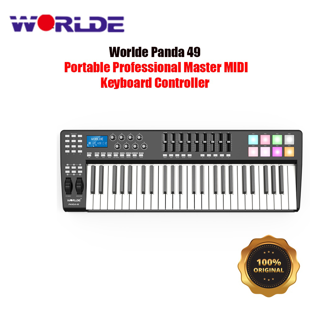 WORLDE PANDA49 Portable 49-Key USB MIDI Keyboard Controller 8 RGB Colorful Backlit Trigger Pads