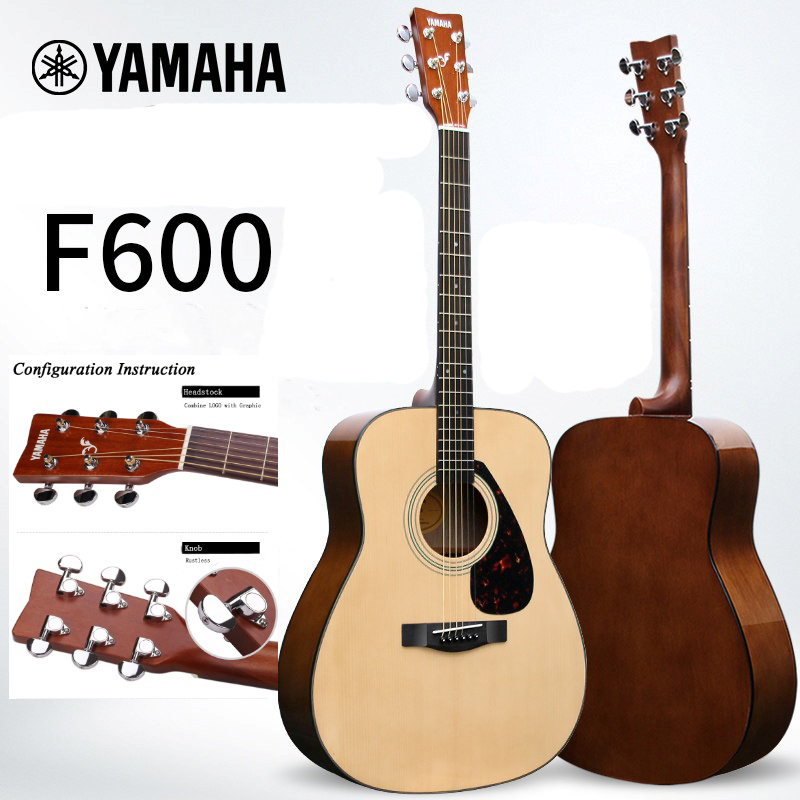 Yamaha F-600, 6-Strings Full Size Acoustic Guitar, Natural