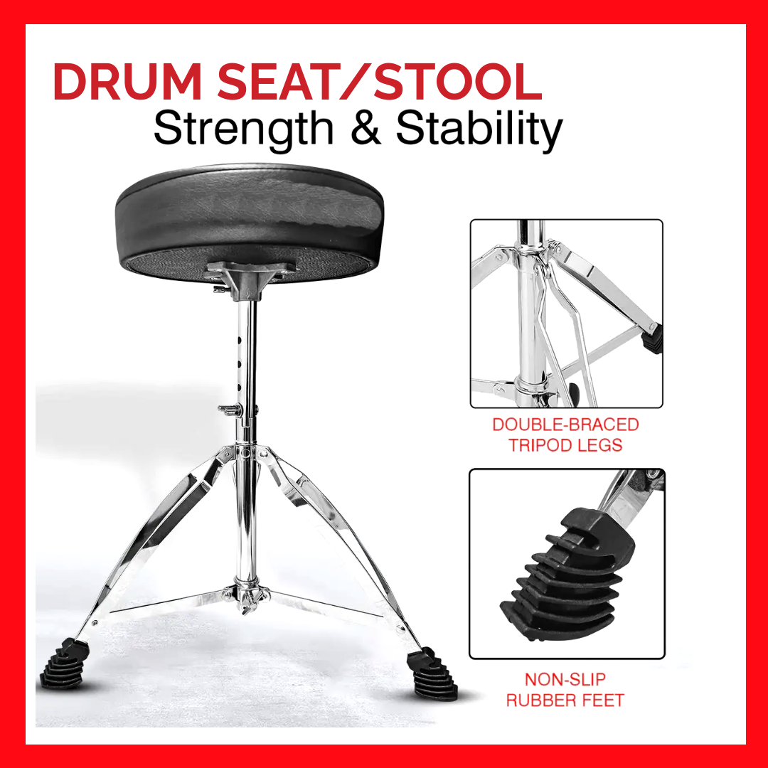 Drum Throne Height Adjustable guitar stool Thick Padded Memory Foam DJ Chair Seat with Anti Slip Feet Multipurpose Musician Chair for Adults and Kids Drummer Cello Guitar Player