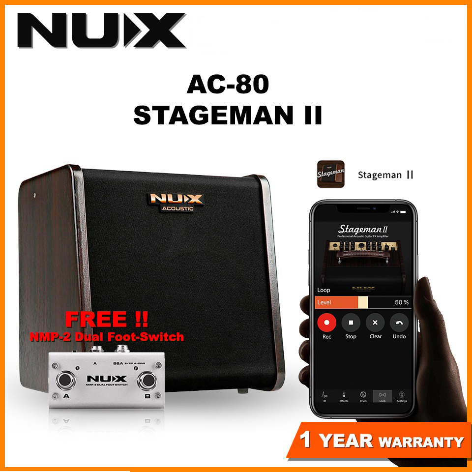NUX AC-60 Stageman II Studio Acoustic Guitar Amplifier with Bluetooth