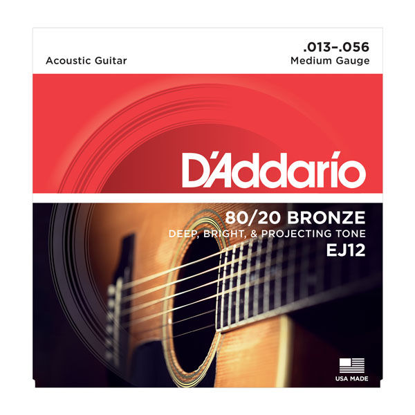 D'Addario EJ12 Medium 80/20 Bronze Acoustic Guitar Strings