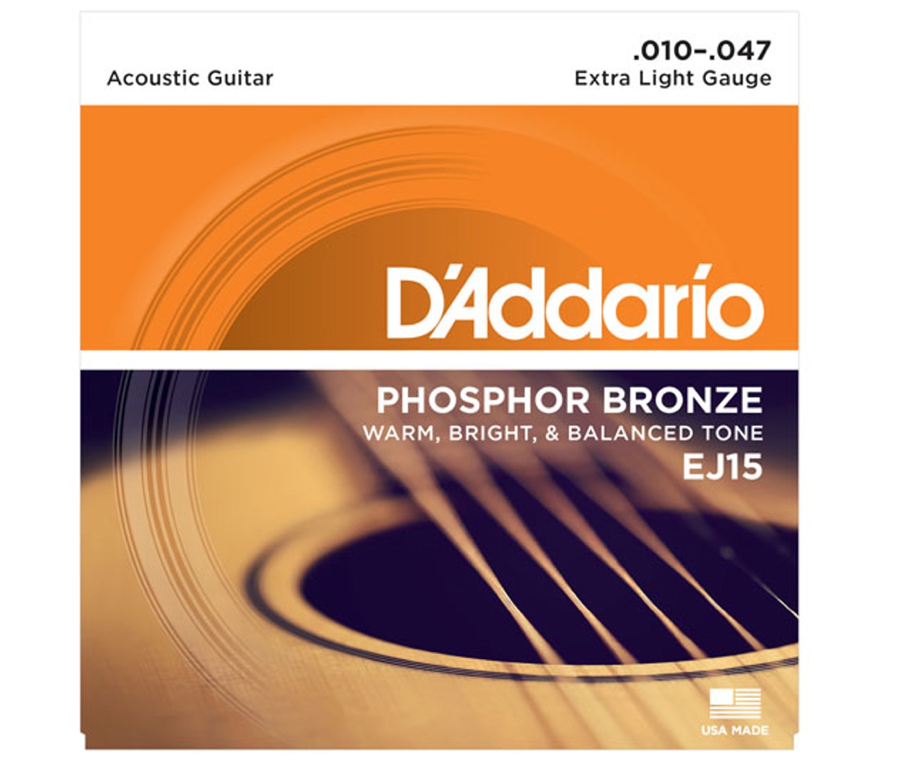 D'Addario EJ15 Bronze Acoustic Guitar Strings, Extra Light, 10-47