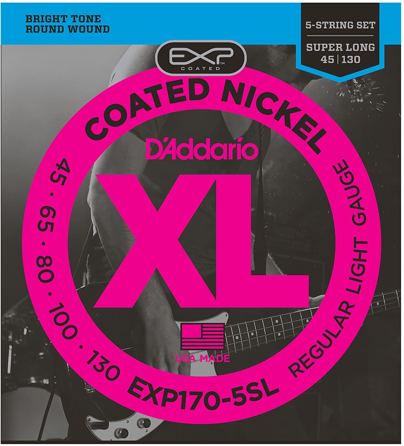 D'Addario EXP170-5 Coated 5-String Bass Guitar Strings