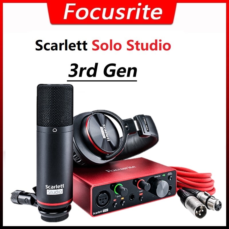 Scarlett Solo Studio 3rd Gen USB Audio Interface Bundle for the Guitarist, Vocalist or Producer with Condenser Microphone and Headphones for Recording, Songwriting, Streaming, and Podcasting