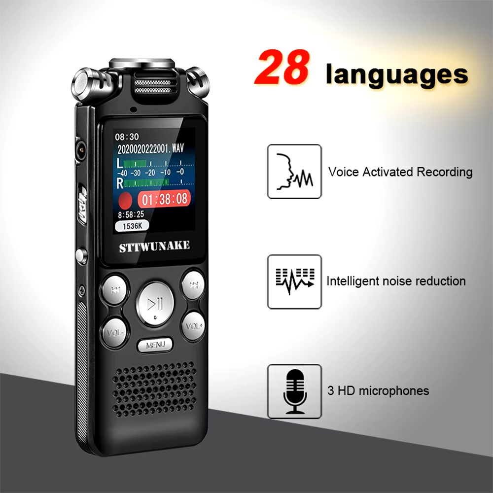 Professional Voice Activated Digital Audio Voice Recorder 32GB Noise Cancelling Recording