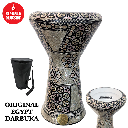 Sapphire Orchid Doumbek/Darbuka (Hand Made Egyptian Tabla) With Pearl Mosaic Inlays - LARGE