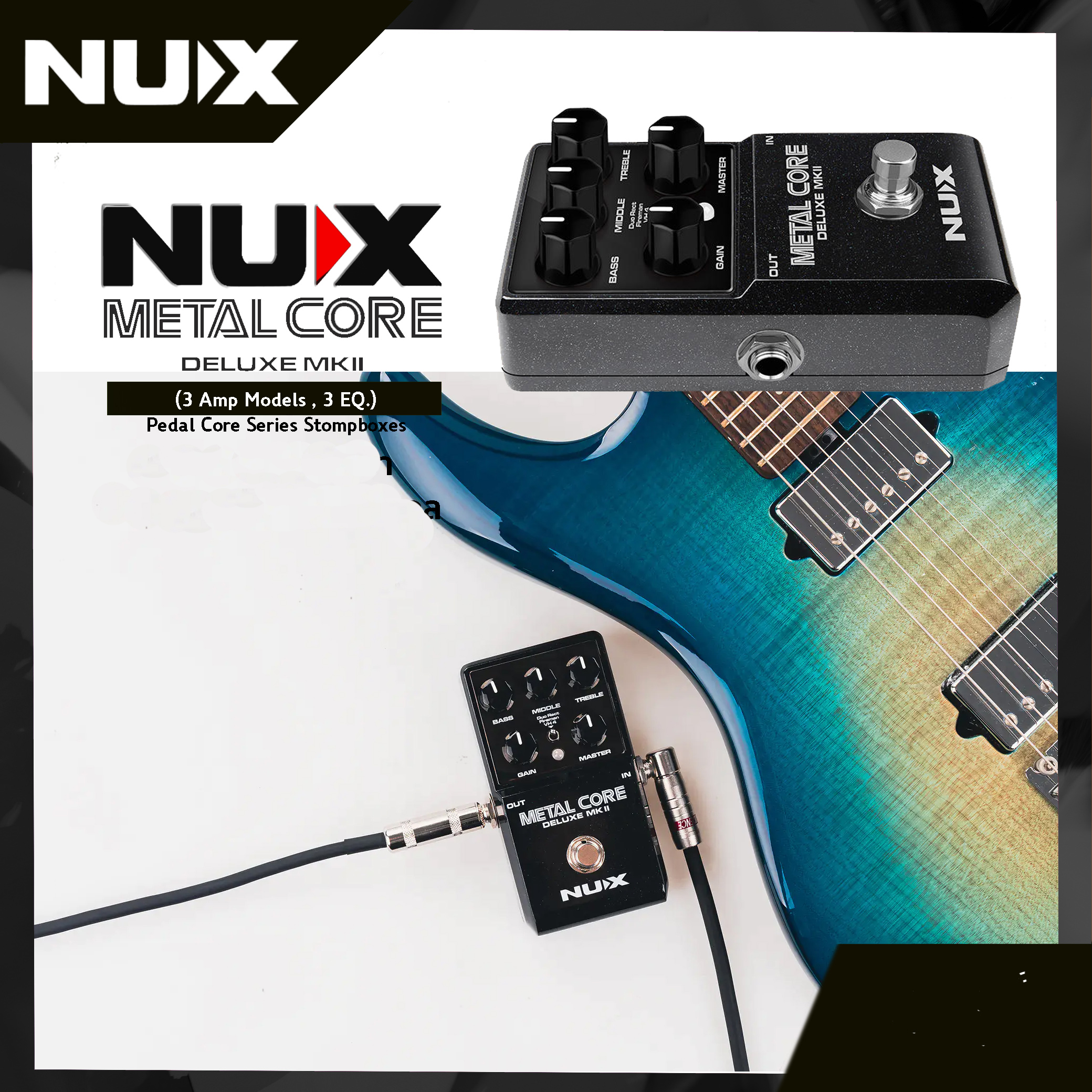 NUX Metal Core Deluxe MKII Hi Gain Distortion Guitar Effects Pedal - Black