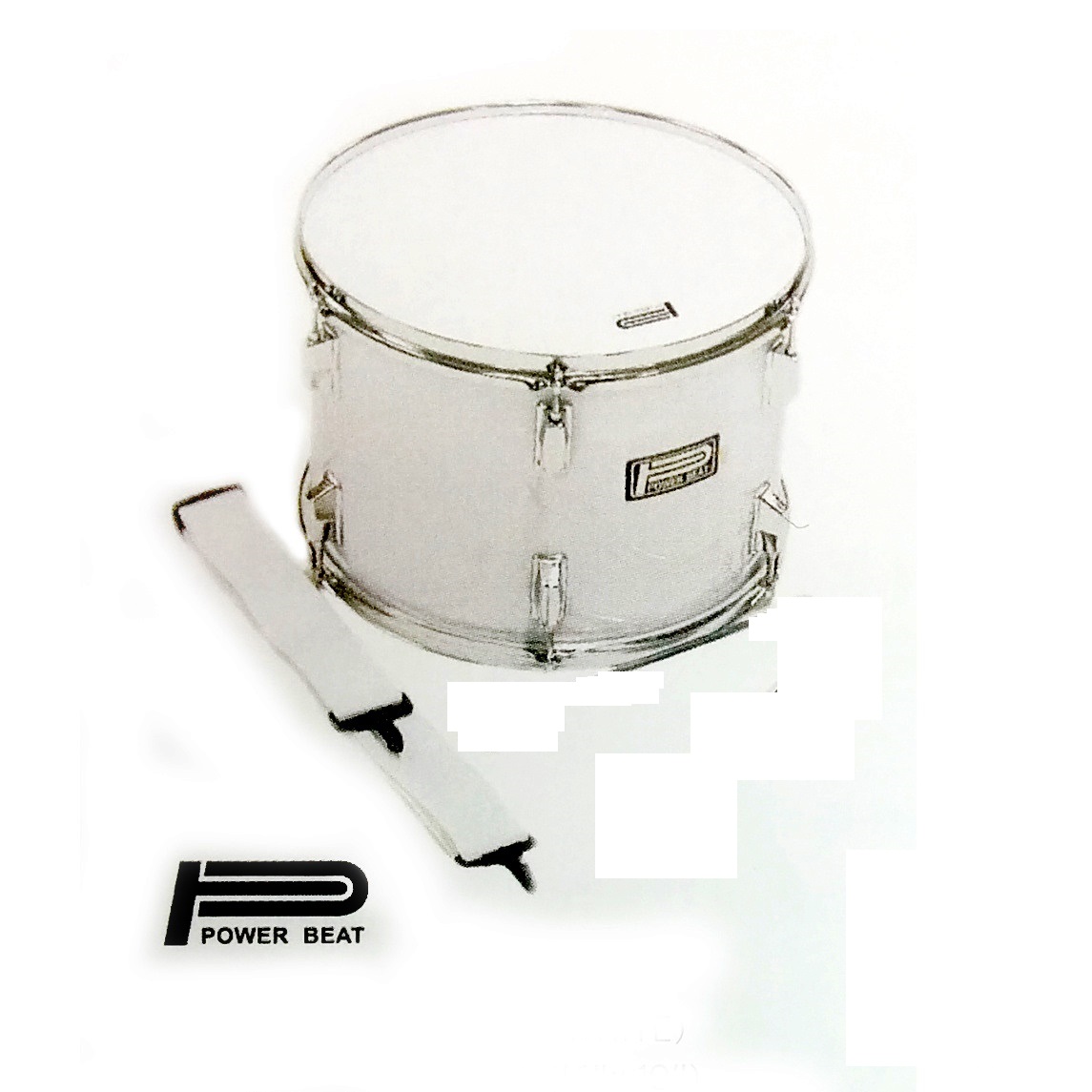 Power Beat Senior Marching School Band Side Drum 14'' X 10'' - White PBMS1410