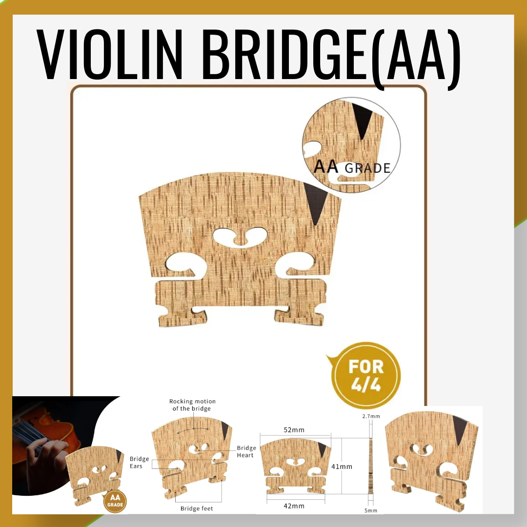 AA Grade Maple Violin Bridge 4/4 Size Violin Bridge With E Ebony Inlay