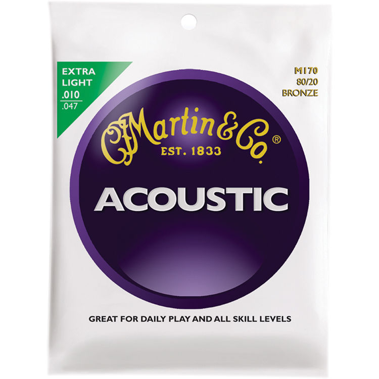 Martin Guitar Acoustic M170, 80/20 Bronze, Extra Light-Gauge Guitar String Set