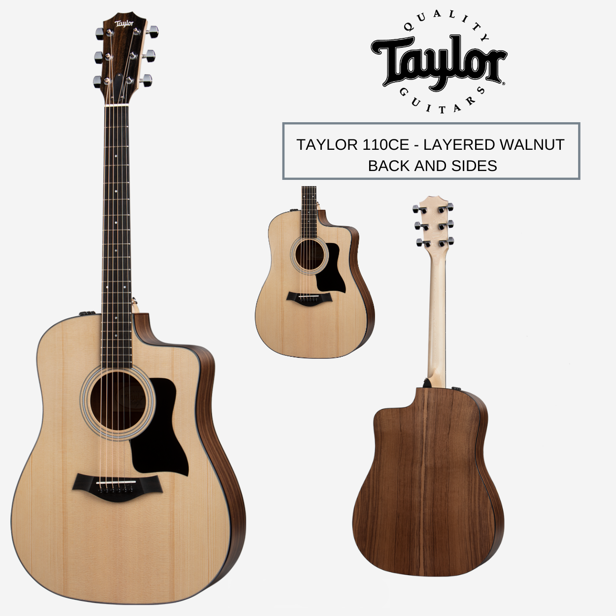 Taylor 110CE - Layered Walnut Back And Sides Dreadnought - Cutaway Electro Acoustic Guitar