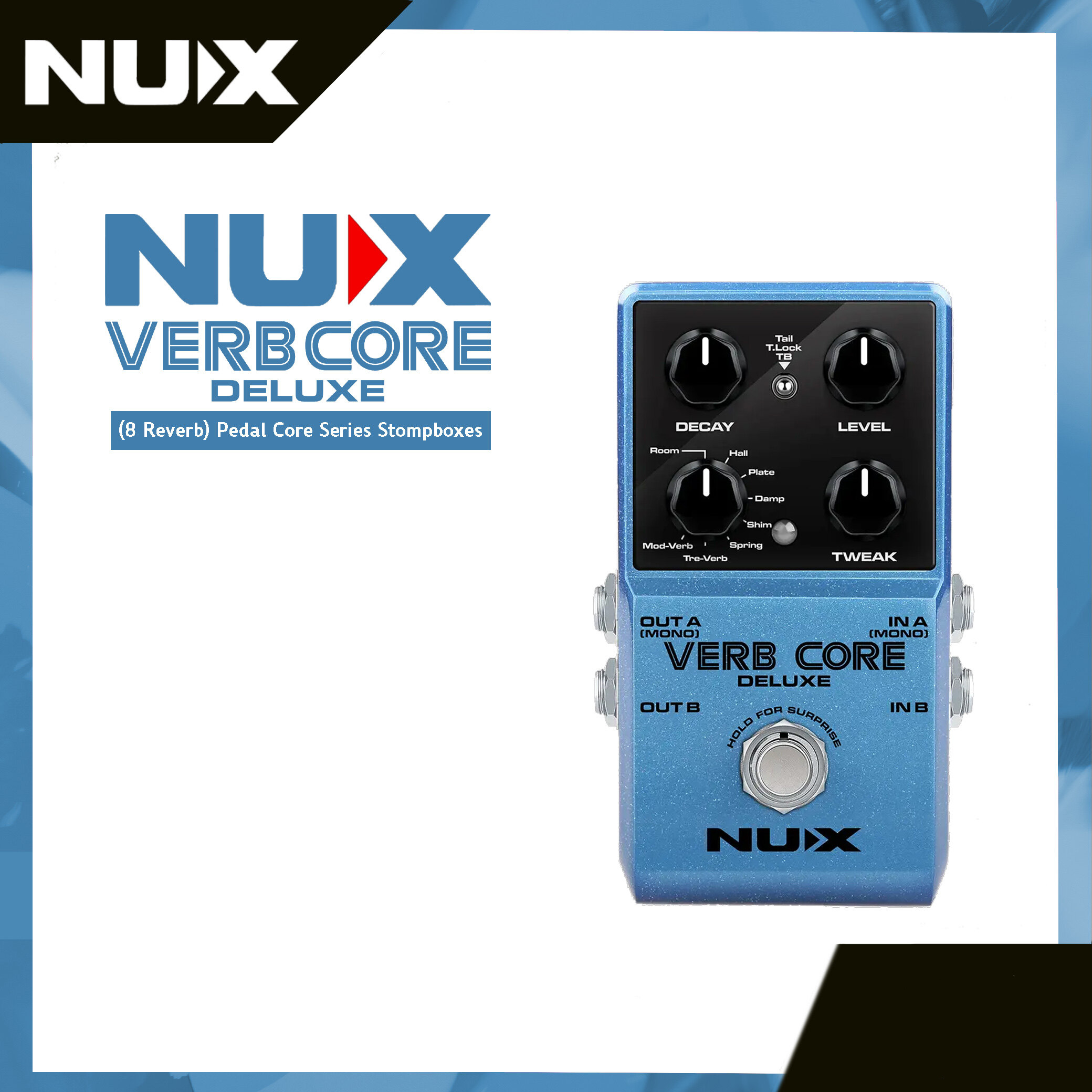 NUX Verb Core Deluxe Multi Reverb Guitar Pedal, 8 Reverb Types in a Compact Enclosure