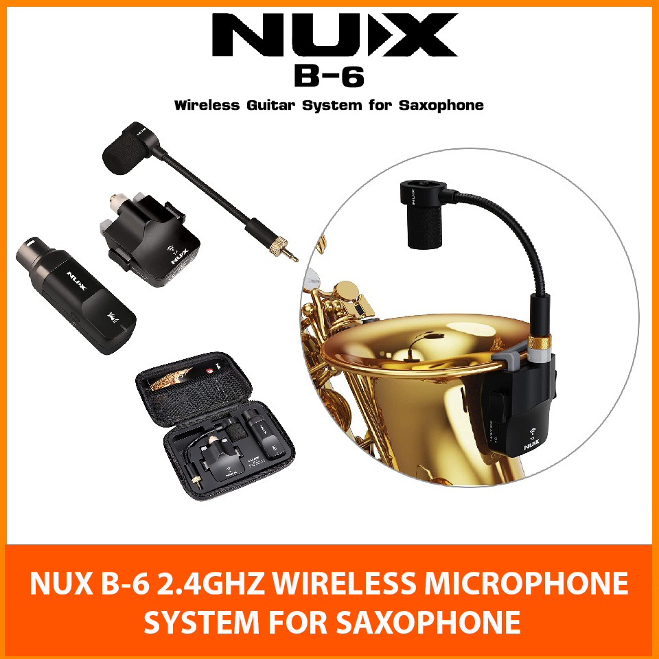 NUX B-6 Saxophone Wireless Microphone System with Charging Case - 2.4GHz